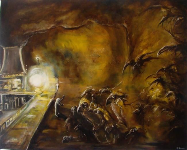 Картина под названием "Lueur Bestiale" - Julien Jomard, Подлинное произведение искусства, Масло