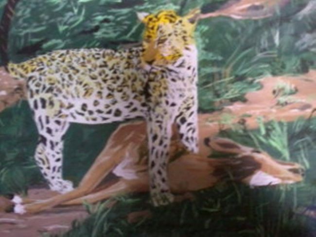 Painting titled "El Leopardo(The Leo…" by The Young Artist, Original Artwork, Oil