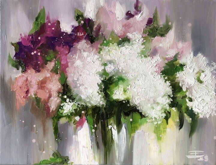 Painting titled "Spring bouquet" by Juliya Fedotova, Original Artwork, Oil Mounted on Wood Stretcher frame