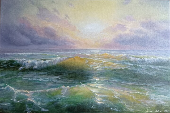 Painting titled "magical sunset and…" by Julia Antsis, Original Artwork, Oil