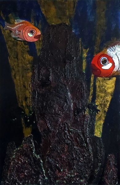 Peinture intitulée "Flashlight Fish" par Julkanor, Œuvre d'art originale