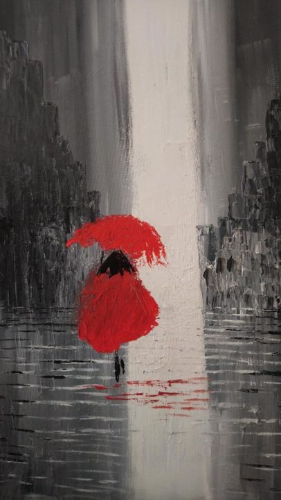 Peinture intitulée "la fille en rouge" par Julie Dumont, Œuvre d'art originale, Acrylique