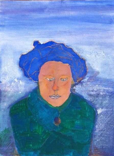 Painting titled ""Autoportrait"" by July Singer, Original Artwork, Acrylic