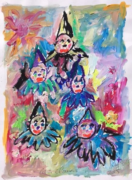 Painting titled ""Petits clowns N°2"" by July Singer, Original Artwork, Acrylic