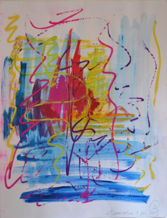 Painting titled ""L'Interrogation » 2" by July Singer, Original Artwork, Acrylic