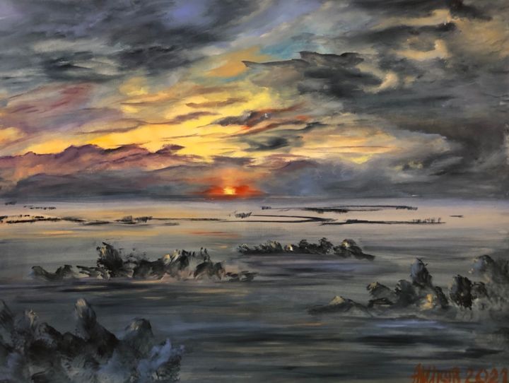 Картина под названием "Острова Андаманског…" - Анна Шкуратова, Подлинное произведение искусства, Масло