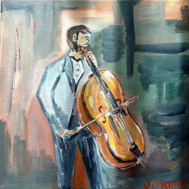 Peinture intitulée "LE VIOLONCELLE" par Jumeaux Jean Pierre, Œuvre d'art originale, Huile