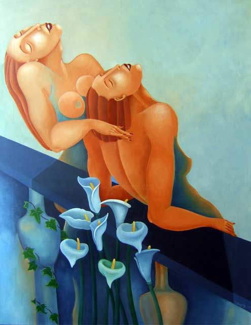 Schilderij getiteld ""SUMMERTIME"" door Nuria Juncosa, Origineel Kunstwerk, Olie