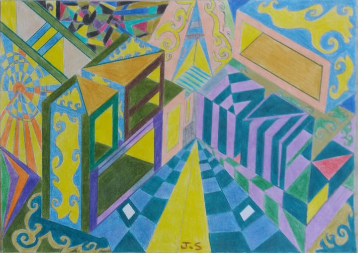 Картина под названием "Arte Abstrata-Móveis" - Junior Sabino, Подлинное произведение искусства, Карандаш