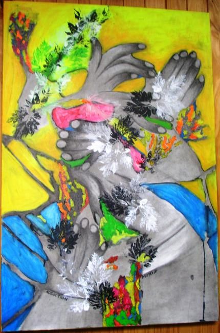 Painting titled "Adiction" by Moniom, Original Artwork