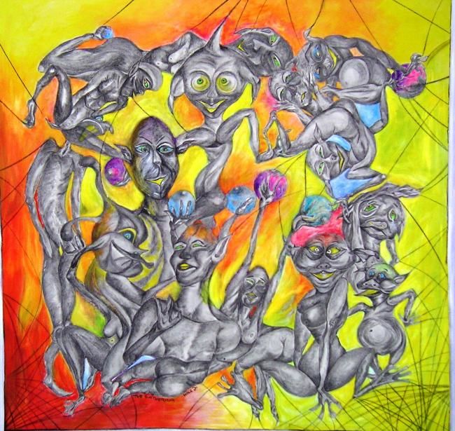 Painting titled "The Gathering" by Moniom, Original Artwork