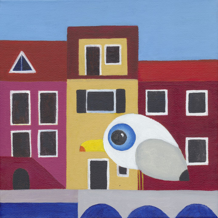 Painting titled "seagull" by Jure Kralj, Original Artwork, Acrylic