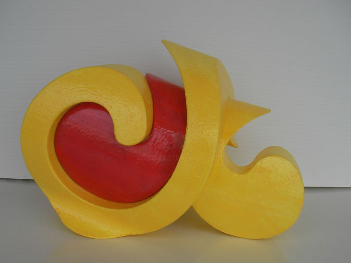 Sculpture titled "Trio ylw-red-ylw M" by Jurgen Liedel, Original Artwork, Plastic