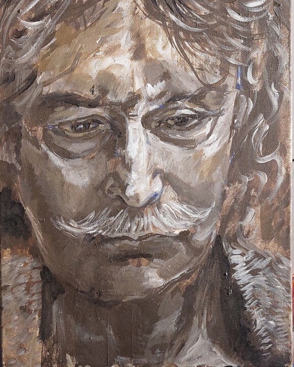 Painting titled "Self-portrait" by Juri Zwetkow, Original Artwork, Oil