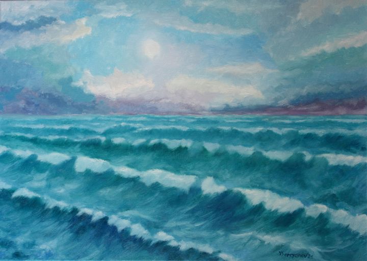 Painting titled "Sea Stories Fresh W…" by Juri Semjonov, Original Art, Oil