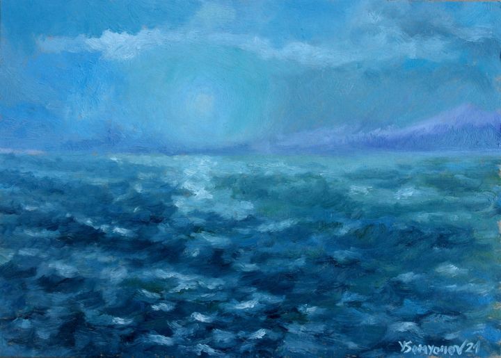 Painting titled "Sea Stories - Night…" by Juri Semjonov, Original Art, Oil