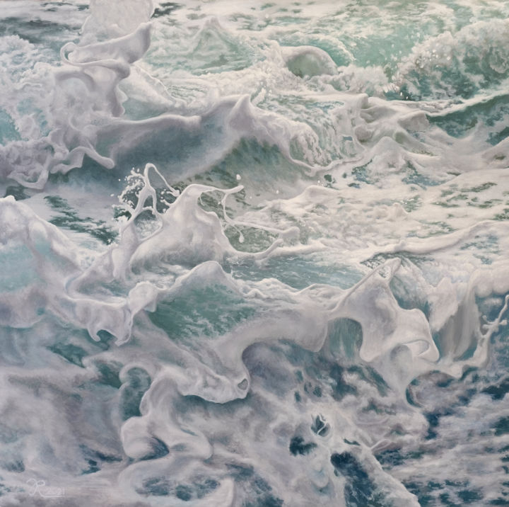 Painting titled "Zeeschuimer (Sea-fo…" by Jurjen Rolf, Original Artwork, Oil Mounted on Wood Panel