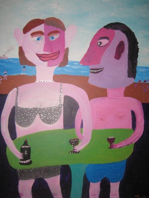 Painting titled "Happy couple" by Detlev Jurkuhn, Original Artwork, Oil