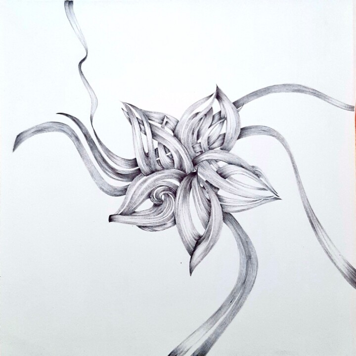 Dessin intitulée "fleur 1" par Marie-Anne Lavy, Œuvre d'art originale, Stylo à bille