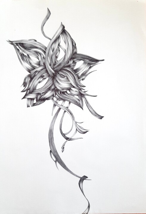 Dessin intitulée "fleur2" par Marie-Anne Lavy, Œuvre d'art originale, Stylo à bille