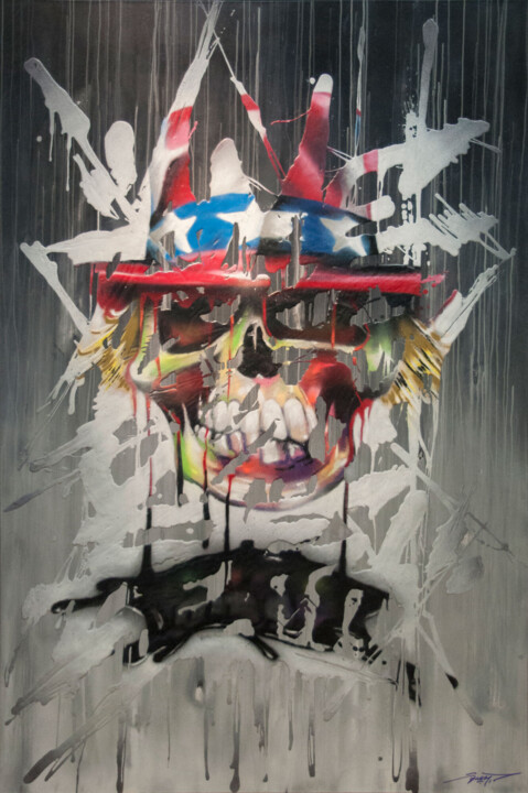 Peinture intitulée "American way of dea…" par Just, Œuvre d'art originale, Bombe aérosol Monté sur Châssis en bois