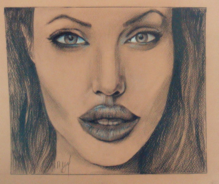 Drawing titled "Angelina .jpg" by Maria Petkova, Original Artwork, Pencil