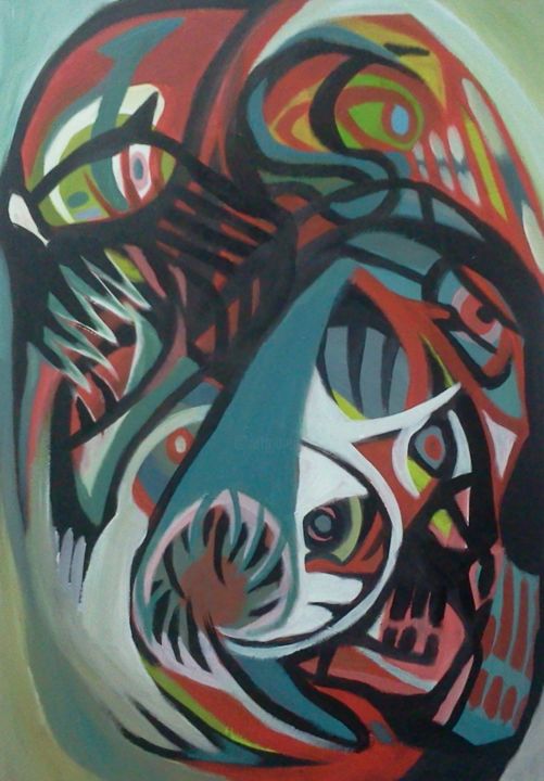 Peinture intitulée "boucherotation.jpg" par Justin Fresil, Œuvre d'art originale,