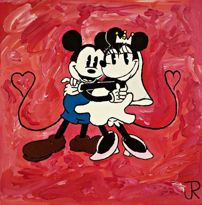 Painting titled "Minnie&Mickey" by Justin Russell, Original Artwork, Acrylic