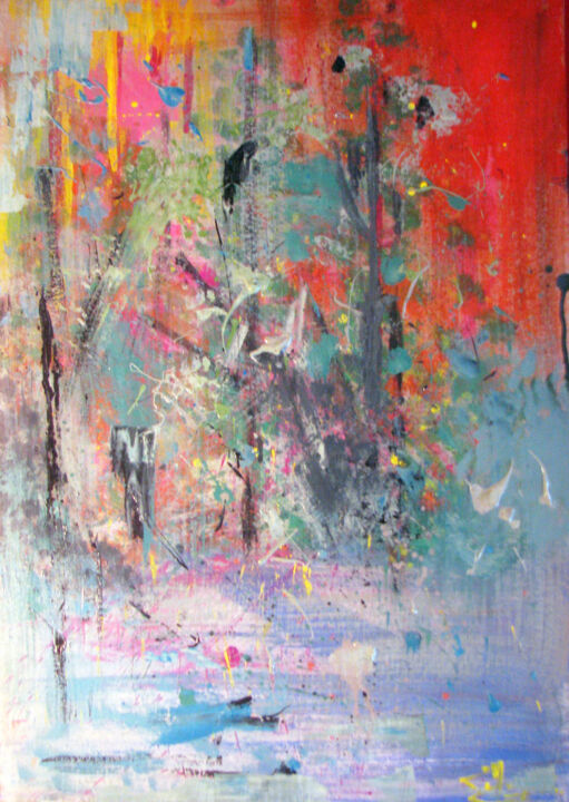 Pintura intitulada "Lakes Of The Woods" por Justinas Čapskis, Obras de arte originais, Acrílico
