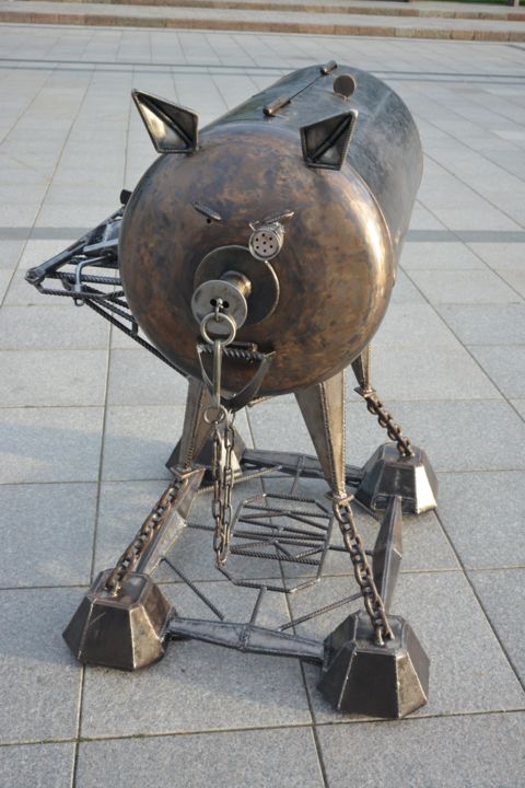Escultura intitulada "“KARL” .100% recycl…" por Justinas Keturka, Obras de arte originais, Metais