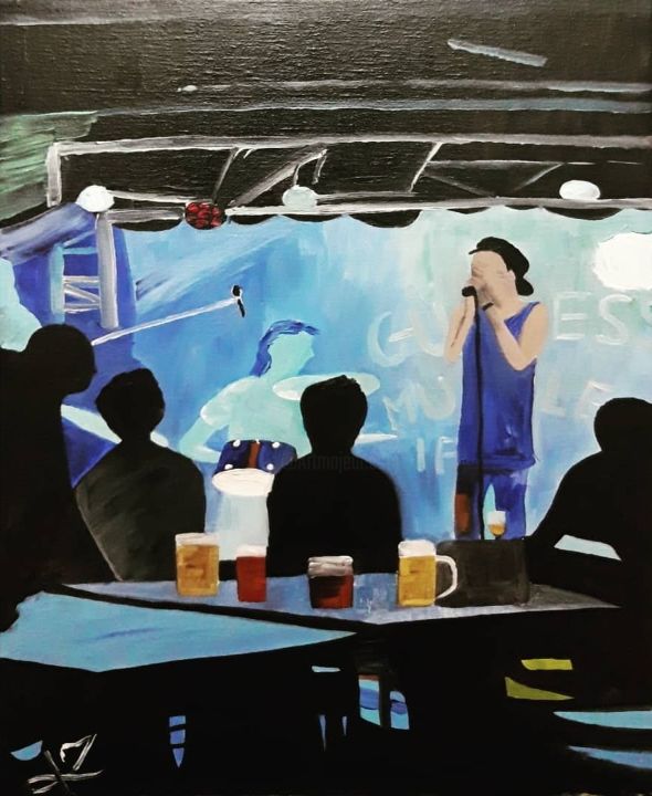 Peinture intitulée "Guinness tavern" par Justine De Meerschman, Œuvre d'art originale, Huile