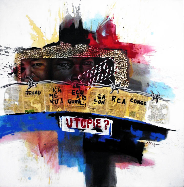 Painting titled "UTOPIE" by Justin Ebanda, Original Artwork