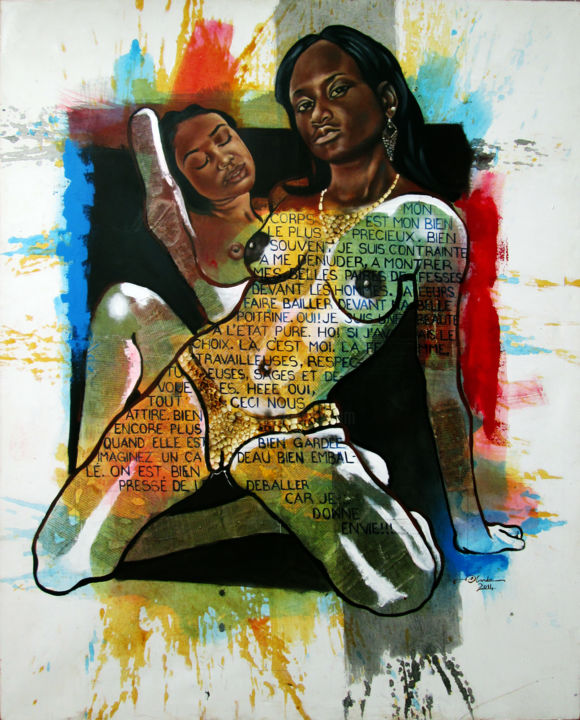 Schilderij getiteld "LA CONTROVERSE" door Justin Ebanda, Origineel Kunstwerk, Acryl