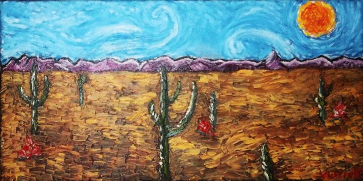 Peinture intitulée "American desert" par Justin Myers, Œuvre d'art originale, Huile