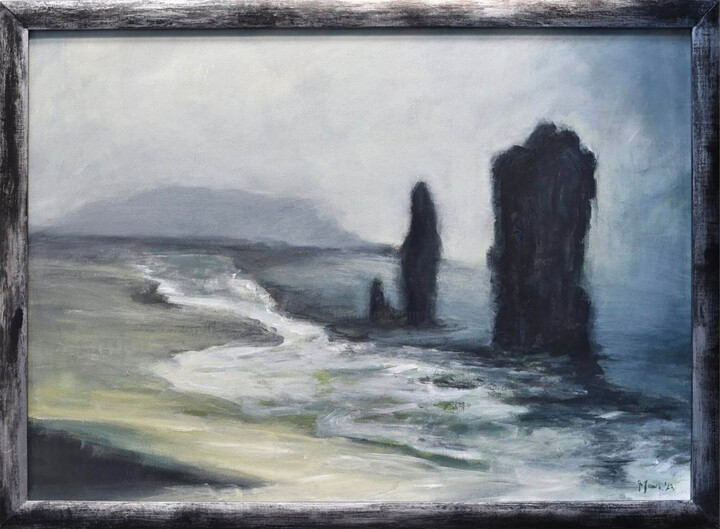 Painting titled "Sea monsters" by Justyna Janek, Original Artwork, Oil Mounted on Wood Stretcher frame
