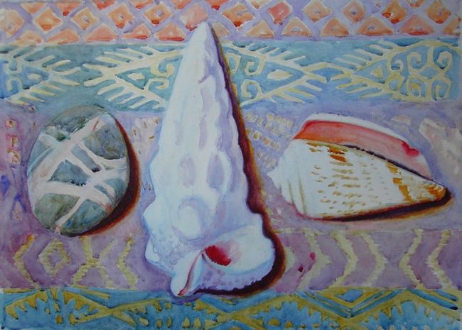 Painting titled ""Морской орнамент"" by Iuliia Kokueva, Original Artwork