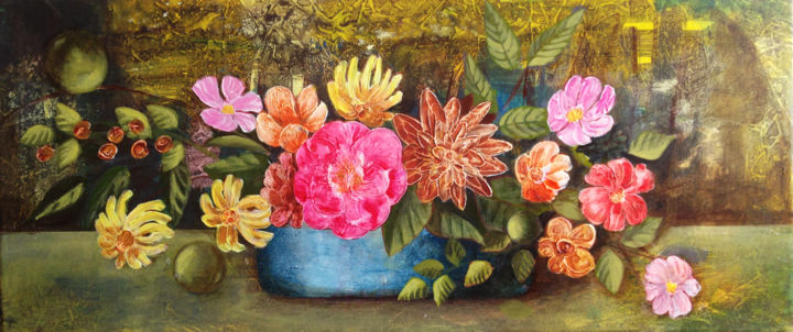 Painting titled "mix-fleur.jpg" by Jutka Karsai, Original Artwork, Acrylic