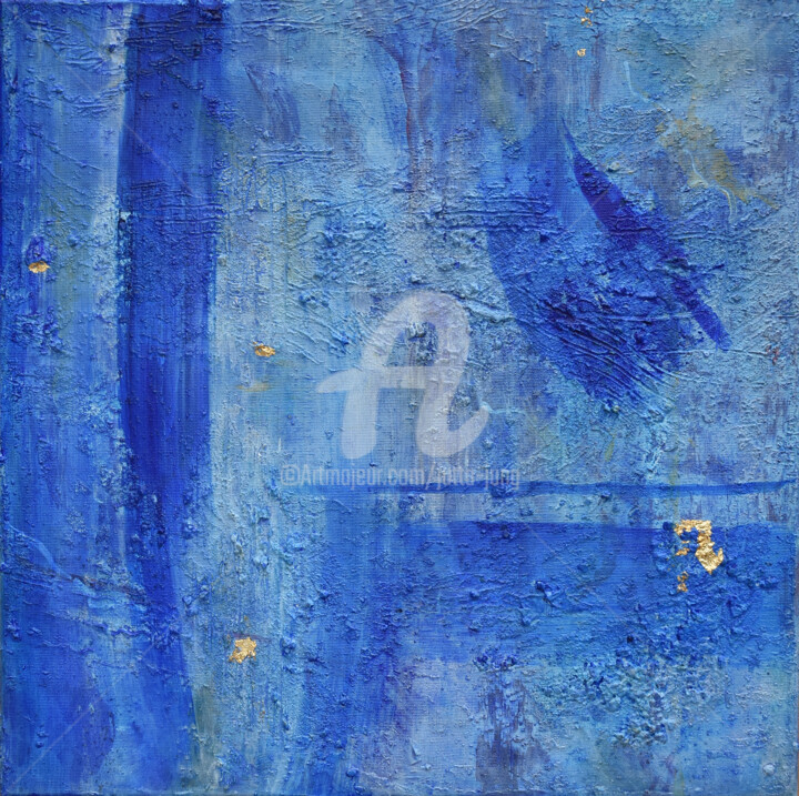 Malerei mit dem Titel "Blue Lapis I" von Jutta Jung, Original-Kunstwerk, Acryl Auf Keilrahmen aus Holz montiert