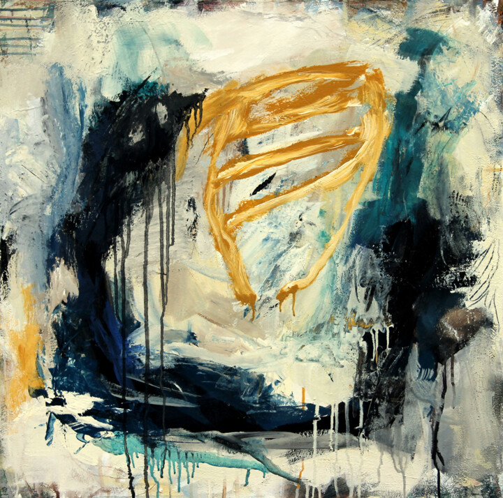 Malerei mit dem Titel "Sign Of The Times" von Jutta Rika Bressem, Original-Kunstwerk, Acryl Auf Keilrahmen aus Holz montiert