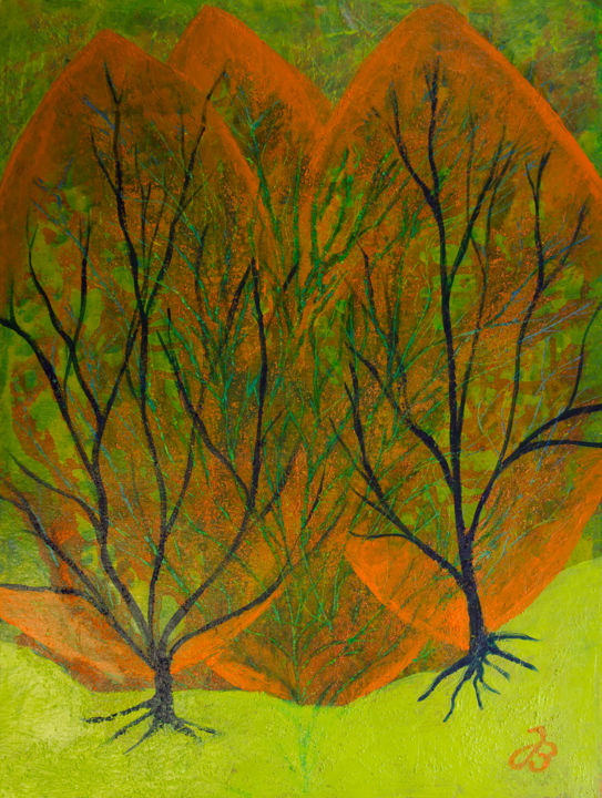 Malerei mit dem Titel "Korallenbaum" von Jutta Blühberger, Original-Kunstwerk, Acryl