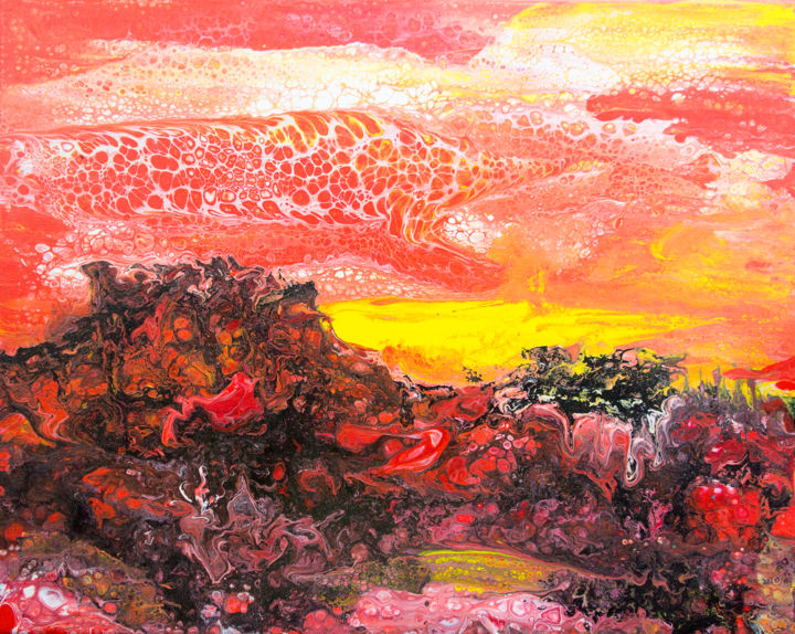 Malerei mit dem Titel "Abstrakter Sonnenun…" von Jutta Blühberger, Original-Kunstwerk, Acryl