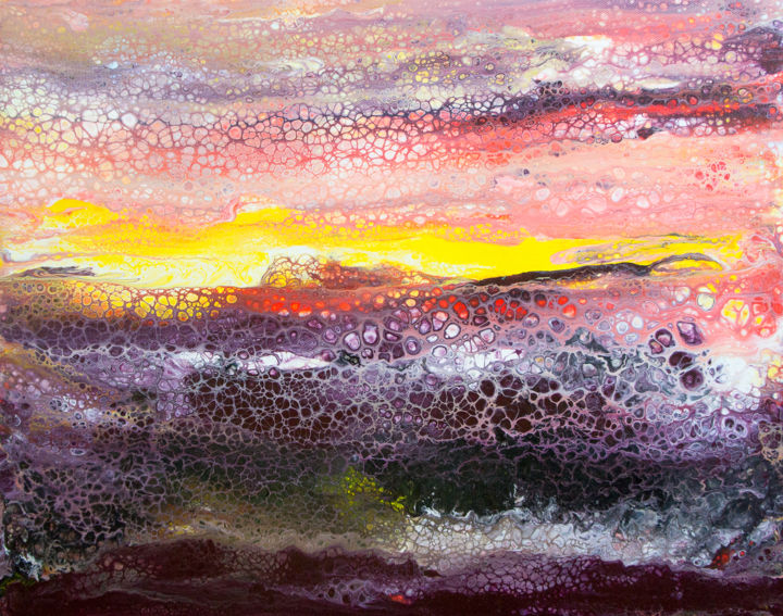Malerei mit dem Titel "Abstrakter Sonnenun…" von Jutta Blühberger, Original-Kunstwerk, Acryl