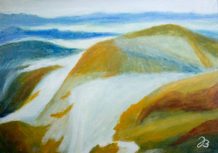 Painting titled "Gletscherlandschaft…" by Jutta Blühberger, Original Artwork, Pigments