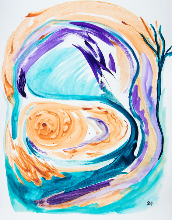 Malerei mit dem Titel "Embryo" von Jutta Blühberger, Original-Kunstwerk, Acryl