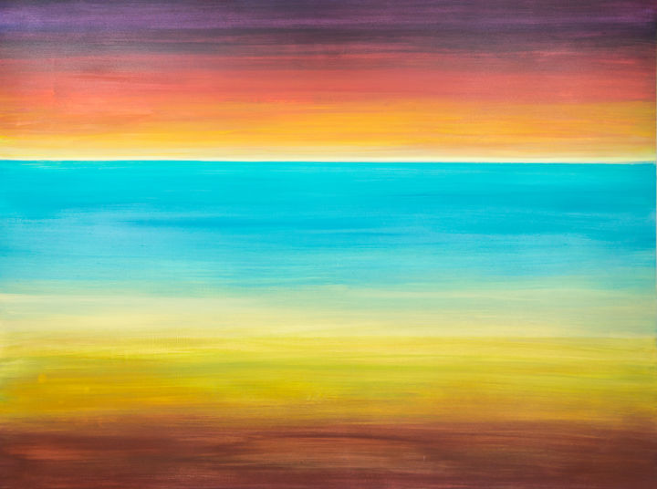 Painting titled "Licht am Horizont *…" by Jutta Blühberger, Original Artwork, Gouache