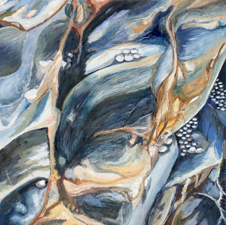Malerei mit dem Titel "Muschelfelsen * She…" von Jutta Blühberger, Original-Kunstwerk, Öl