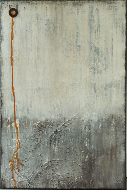 Painting titled "grau-beige-rost" by Jutta Christandl, Original Artwork, Acrylic