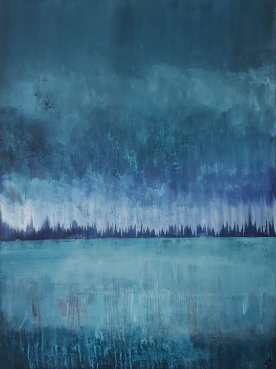 Картина под названием "Blau-19-07" - Jutta Christandl, Подлинное произведение искусства, Акрил