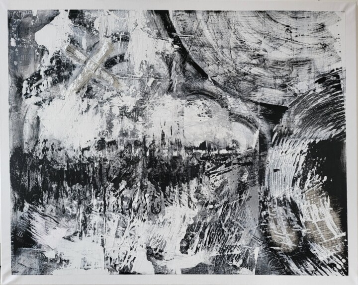 Malerei mit dem Titel "Black and white" von Jutta Christandl, Original-Kunstwerk, Acryl