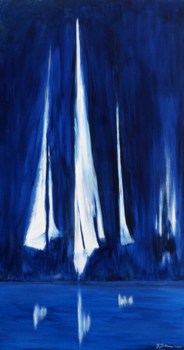 Schilderij getiteld "Sous voiles" door Geneviève Juttens-Lambilotte, Origineel Kunstwerk, Acryl